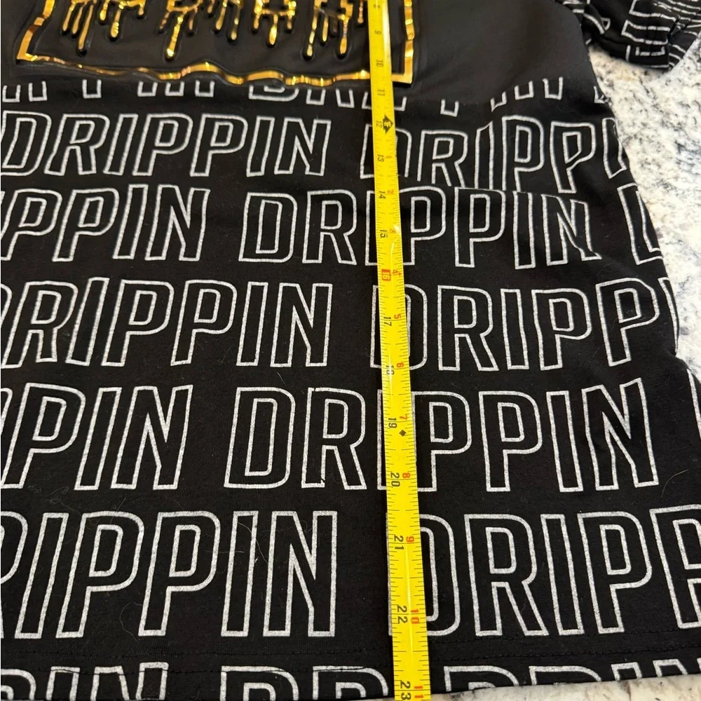 Phat Farm DRIP Graphic Tee Black Gold Logo Shirt Size L (14/16) Y2K Streetwear